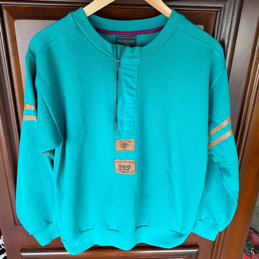 Vintage Playboy Global Air Force half zip crewneck sweatshirt